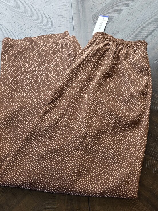 Alfred Dunner Pants - NWT Alfred Dunner Brown Polka Dot Crinkle Pants Size 16 Elastic Waist Vintage